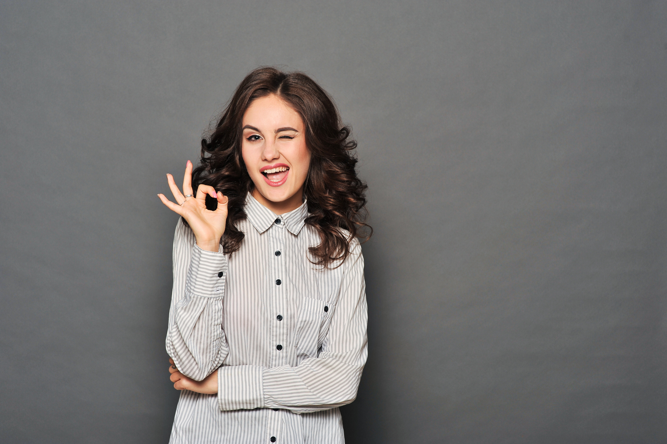 Portrait of attractive brunette businesswoman